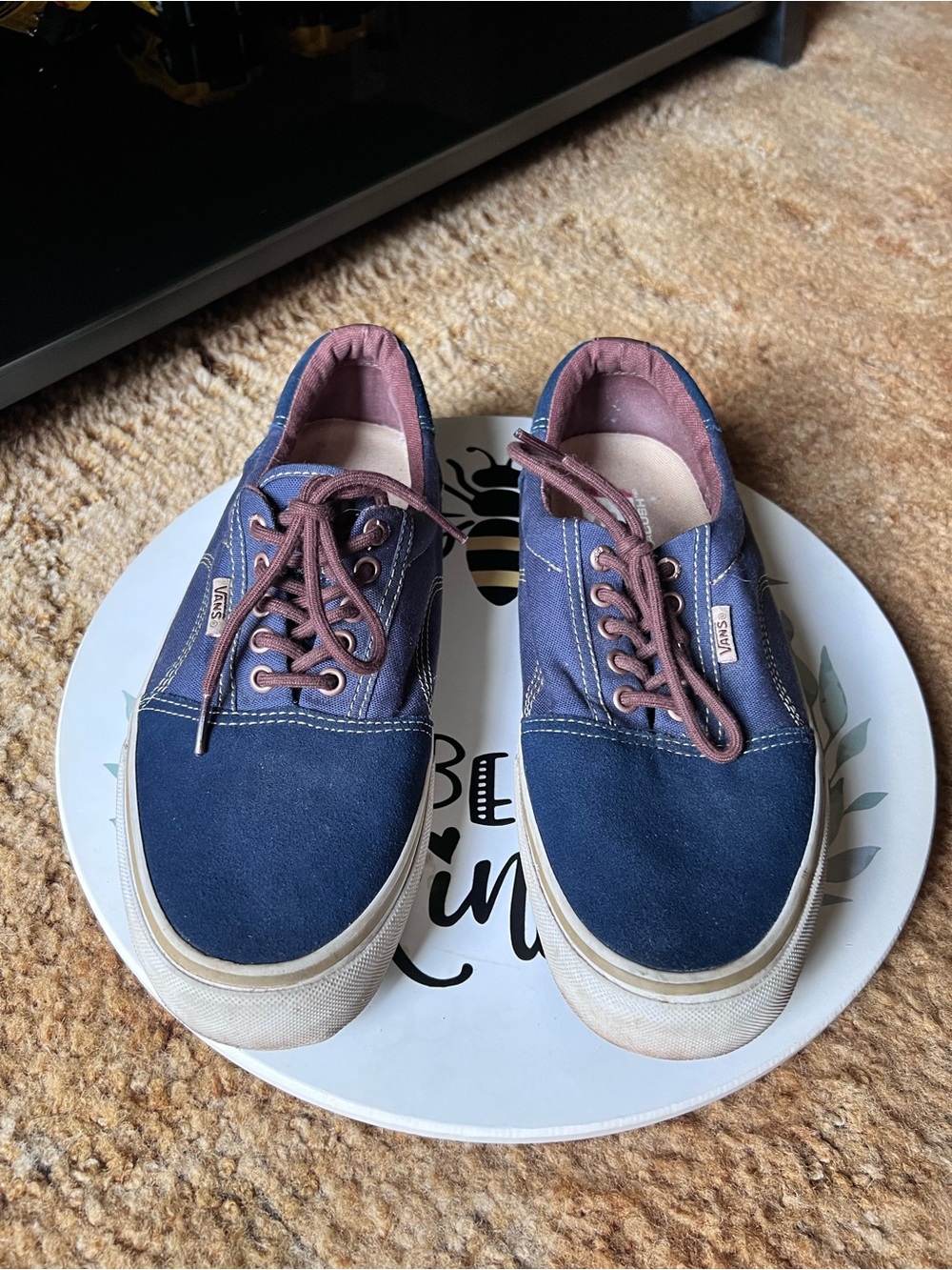 Mens canvas and suede Vans Rowley Solos skateboard sneakers.